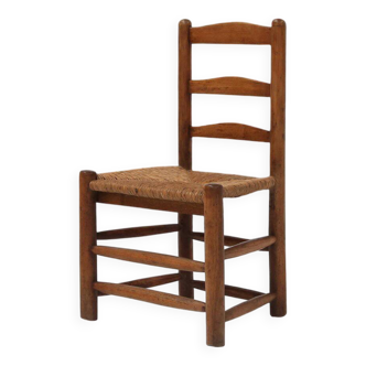 Chaise Wabi-Sabi en bois et osier, France années 1850