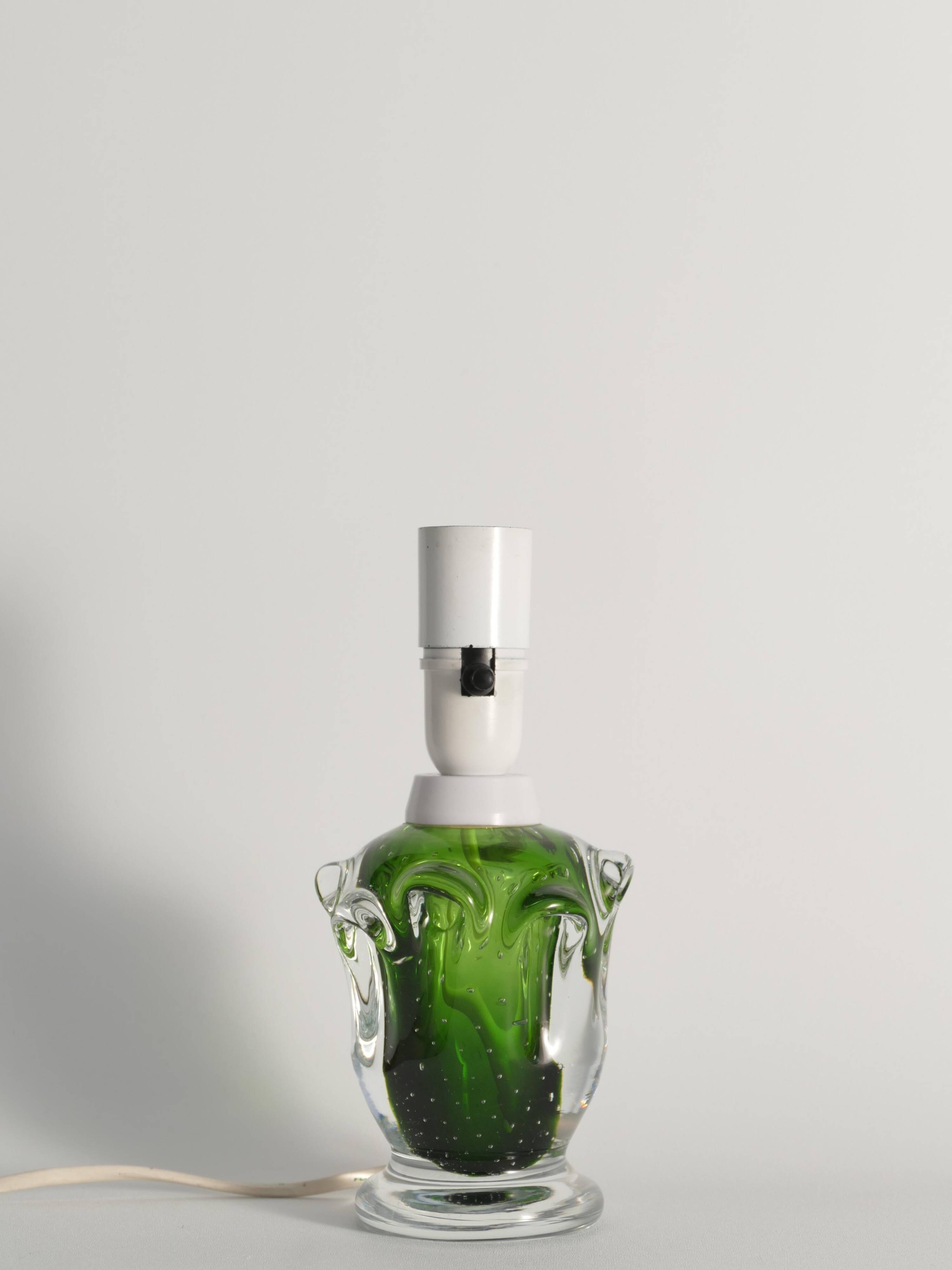 Green Glass Table Lamp Börne Augustsson, Åseda, 1950s