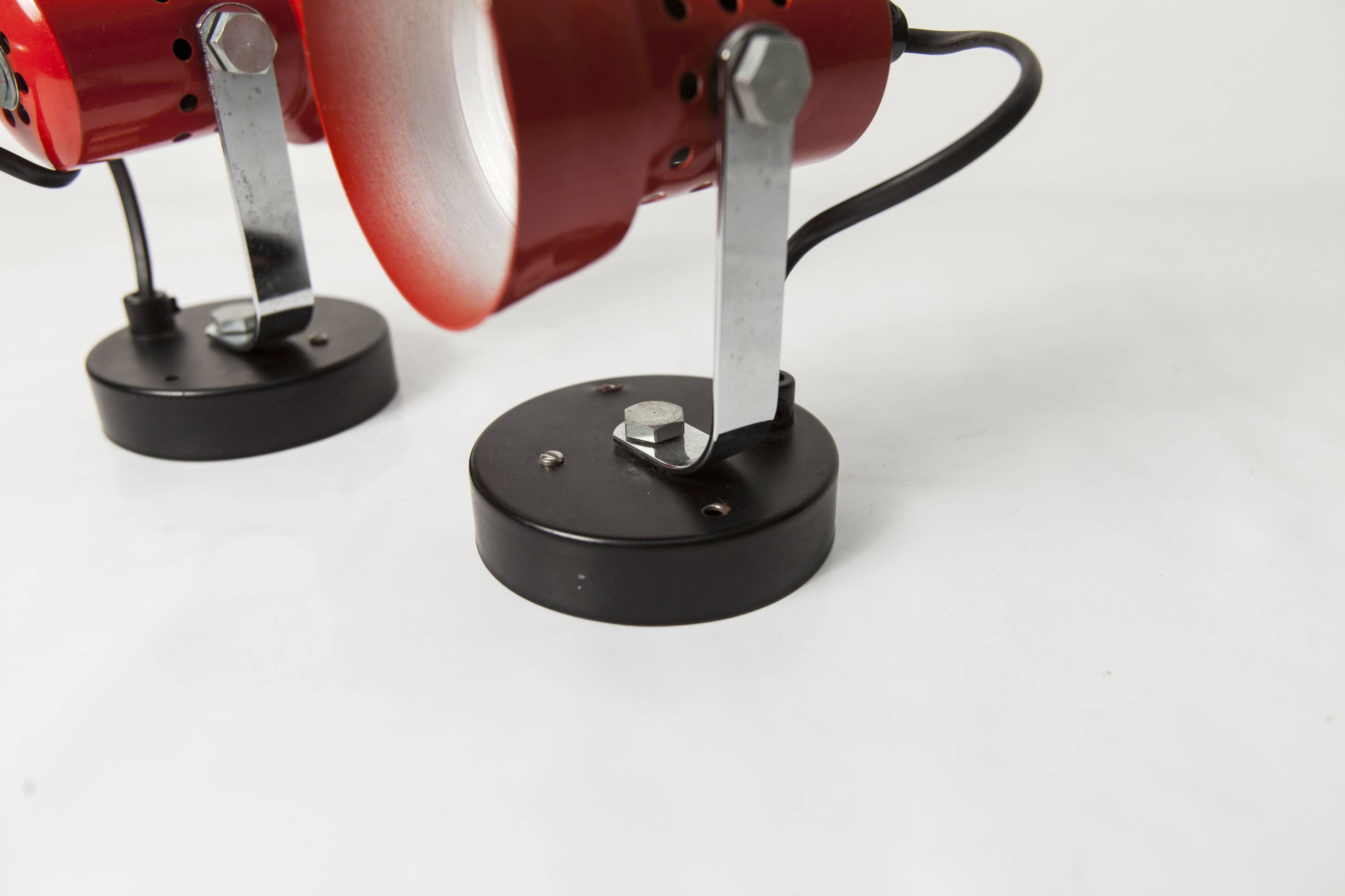 Pair of 1970s red and black wall lights