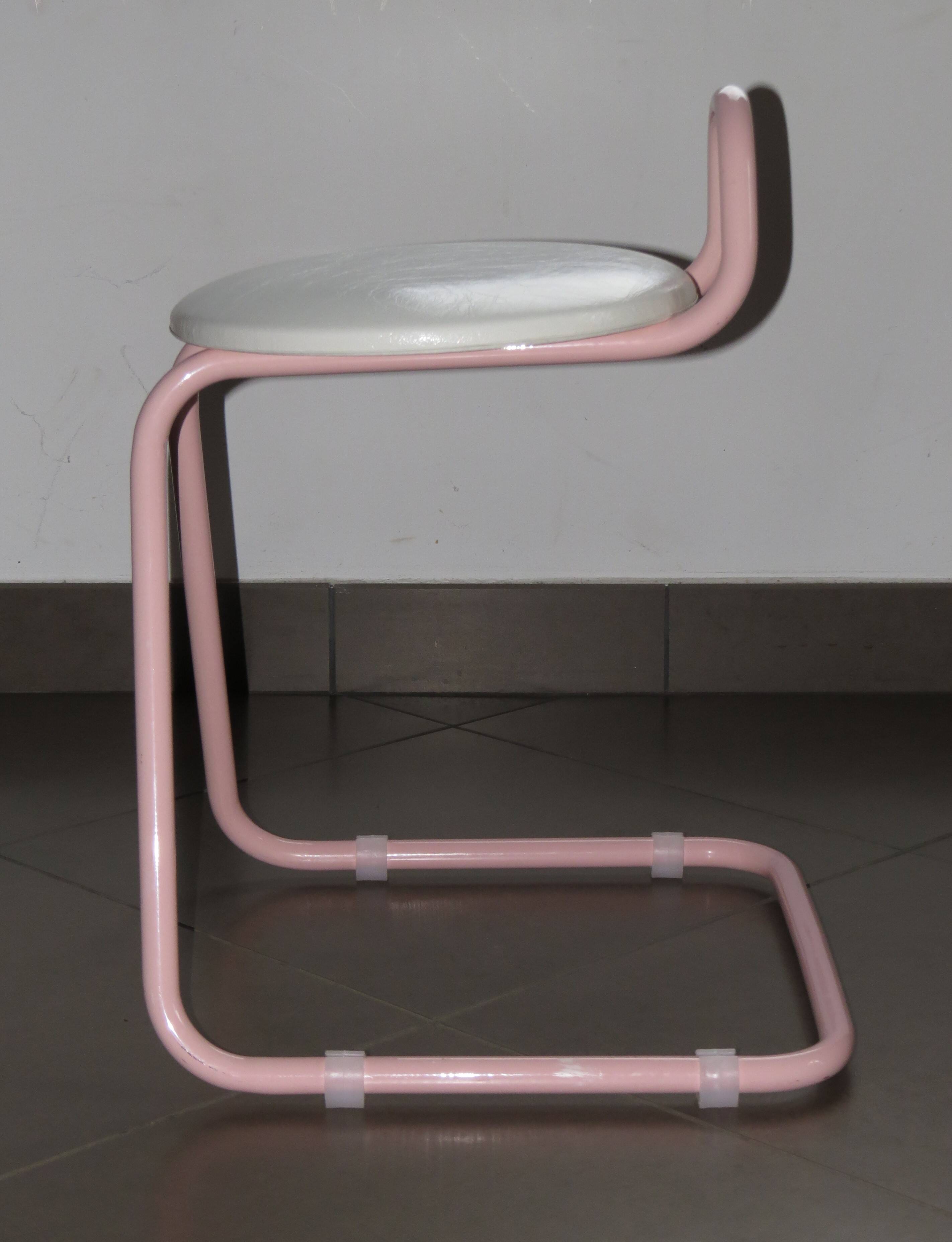 80's design stool in pink tube