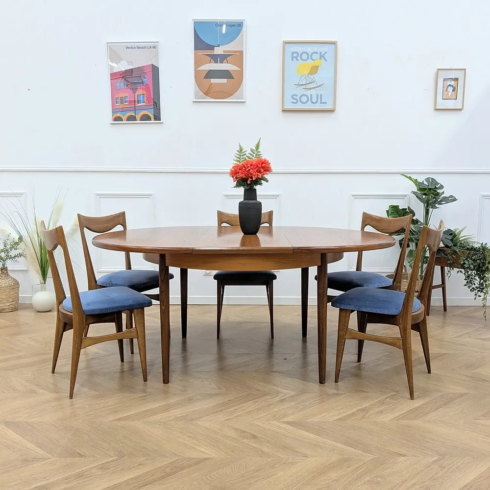 Round table G Scandinavian teak extendable