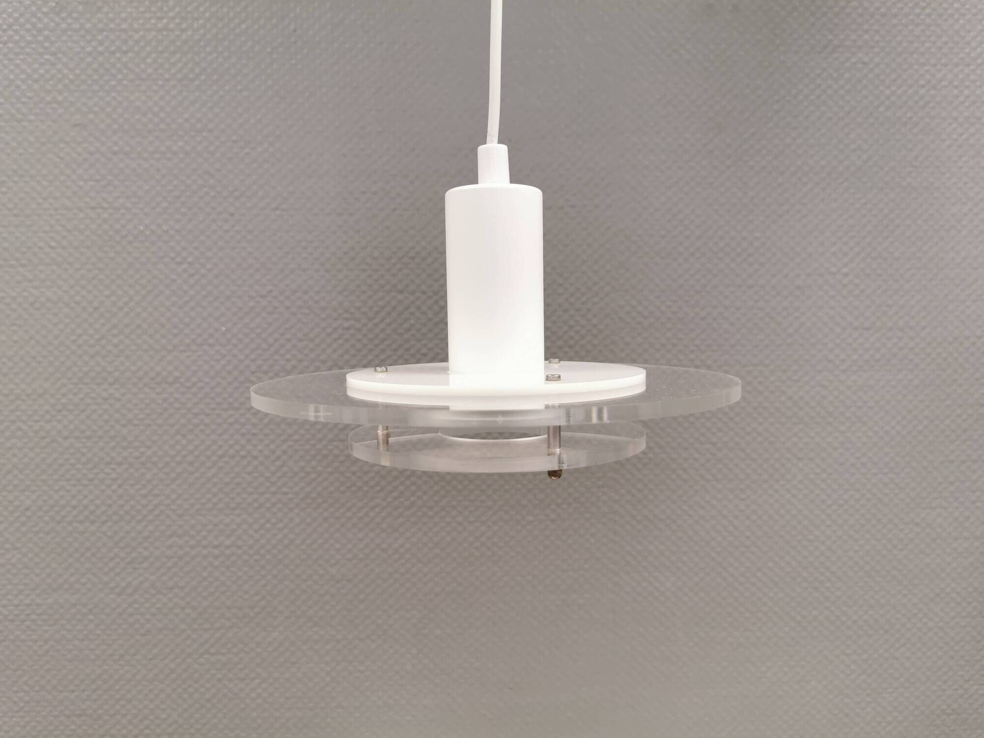 Small Space Age hanging lamp made of plexiglass. Denmark 1980s