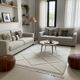 Small white Moroccan rug with diamond patterns