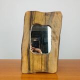 Miroir brutaliste bois d'olivier, vintage