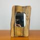 Brutalist olive wood mirror, vintage