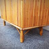 Rattan glazed bookcase