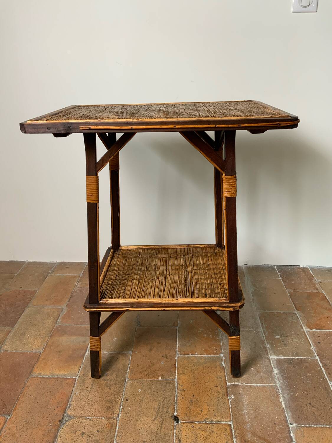Wood and rattan table