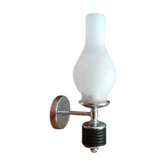 Metal and frosted glass wall lamp 1970