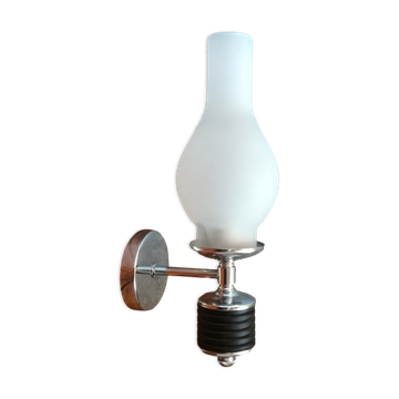 Metal and frosted glass wall lamp 1970