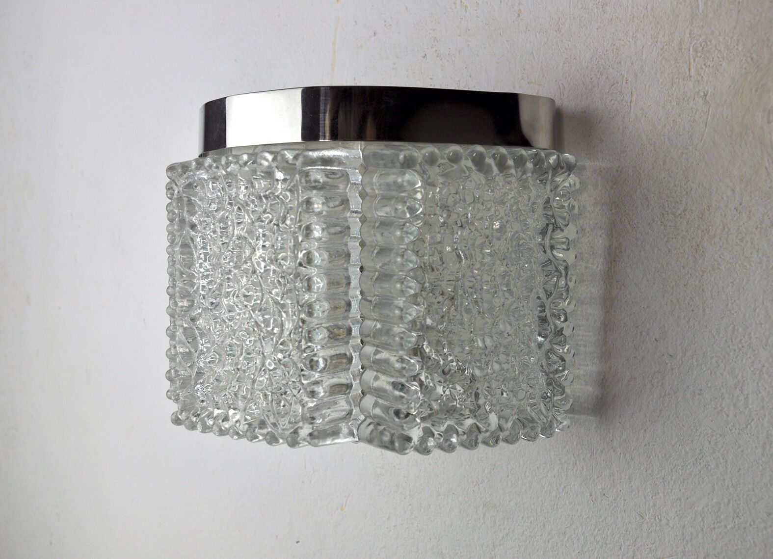 Wall lamp by Kaiser Leuchten in frosted glass Germany 1960