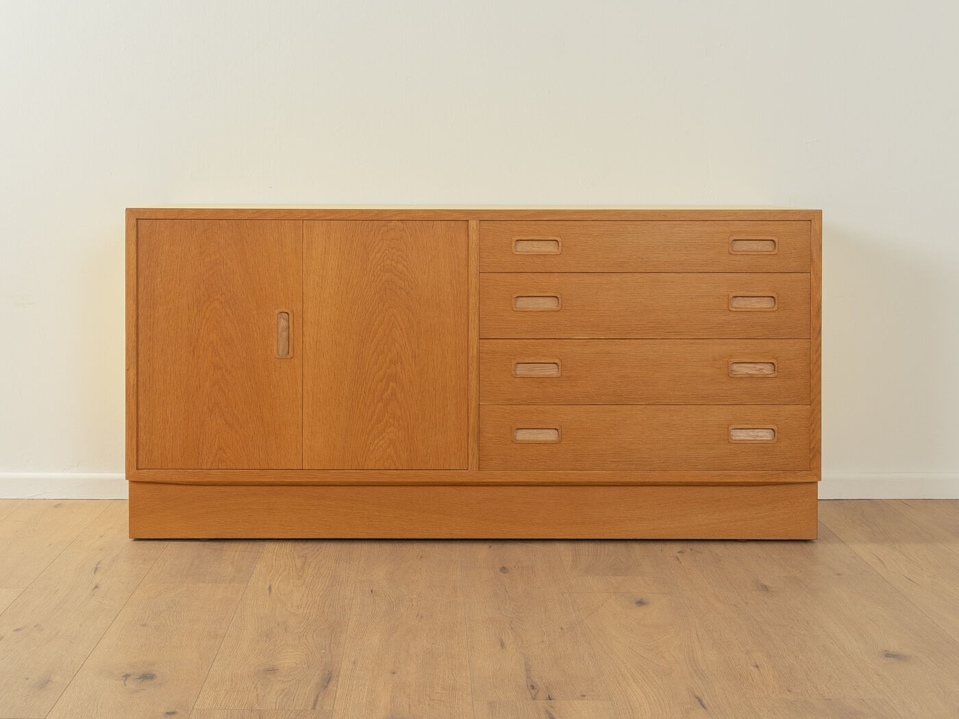 Sideboard by Poul Hundevad, 1960s, oak veneer, yellow Resopal