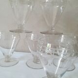 6 hand engraved crystal glasses