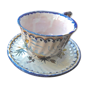 Tasse & sous tasse ancienne, godronnée-henriot,