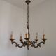French Vintage Art Nouveau Bronze 5 Light Traditional Style Chandelier 5483