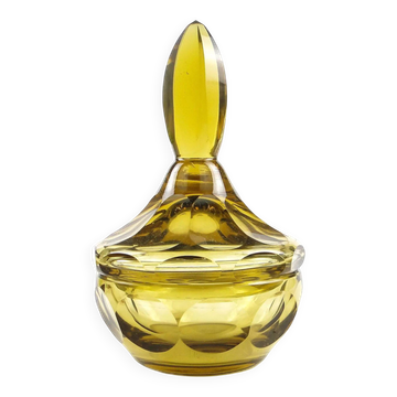 Art Deco bonbonniere, citrine crystal, Moser, Czechoslovakia, 1930s