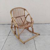 Vintage children's rattan rocking chair