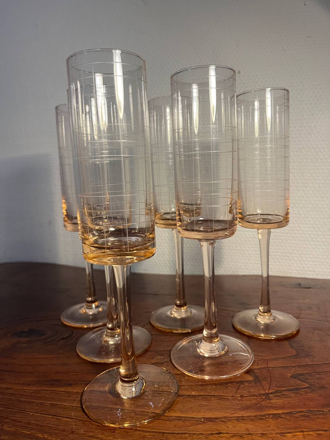 Set of 6 champagne glasses – Studio Nova – Parc Avenue Green Pink – A