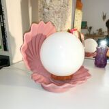 Ceramic shell lamp and opaline bead, saint-jacques, france, 1980