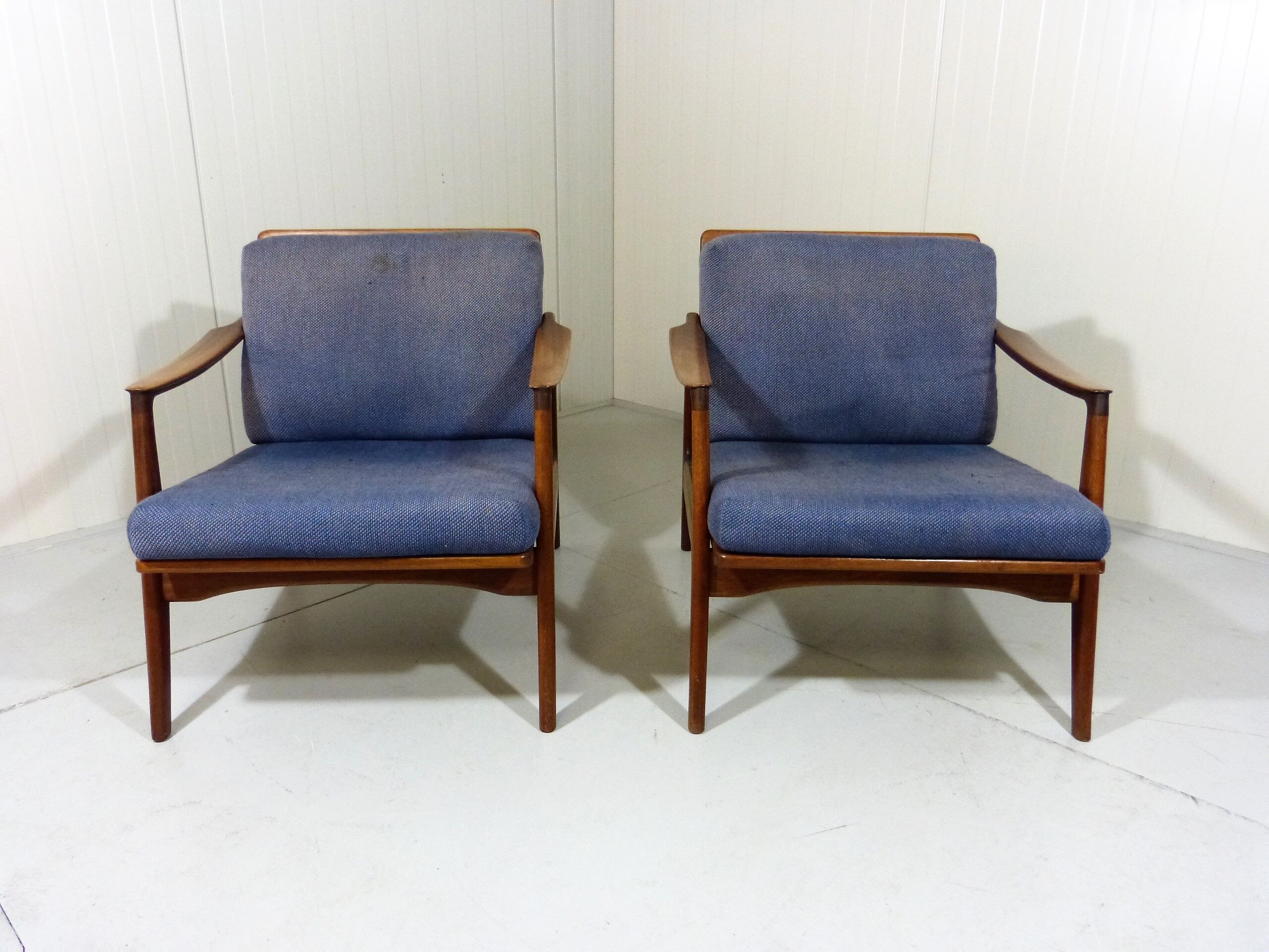 Set of 2 Teak Easy Chairs, Denmark 1960's