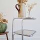 Side table - chrome and smoked glass table - vintage design