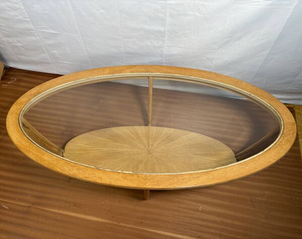 Table basse vintage en chêne de style mi-siècle par Nathan Furniture avec bords.