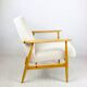 Armchair 'Lis', 1970s, white boucle, design by Henryk Lis - light wood