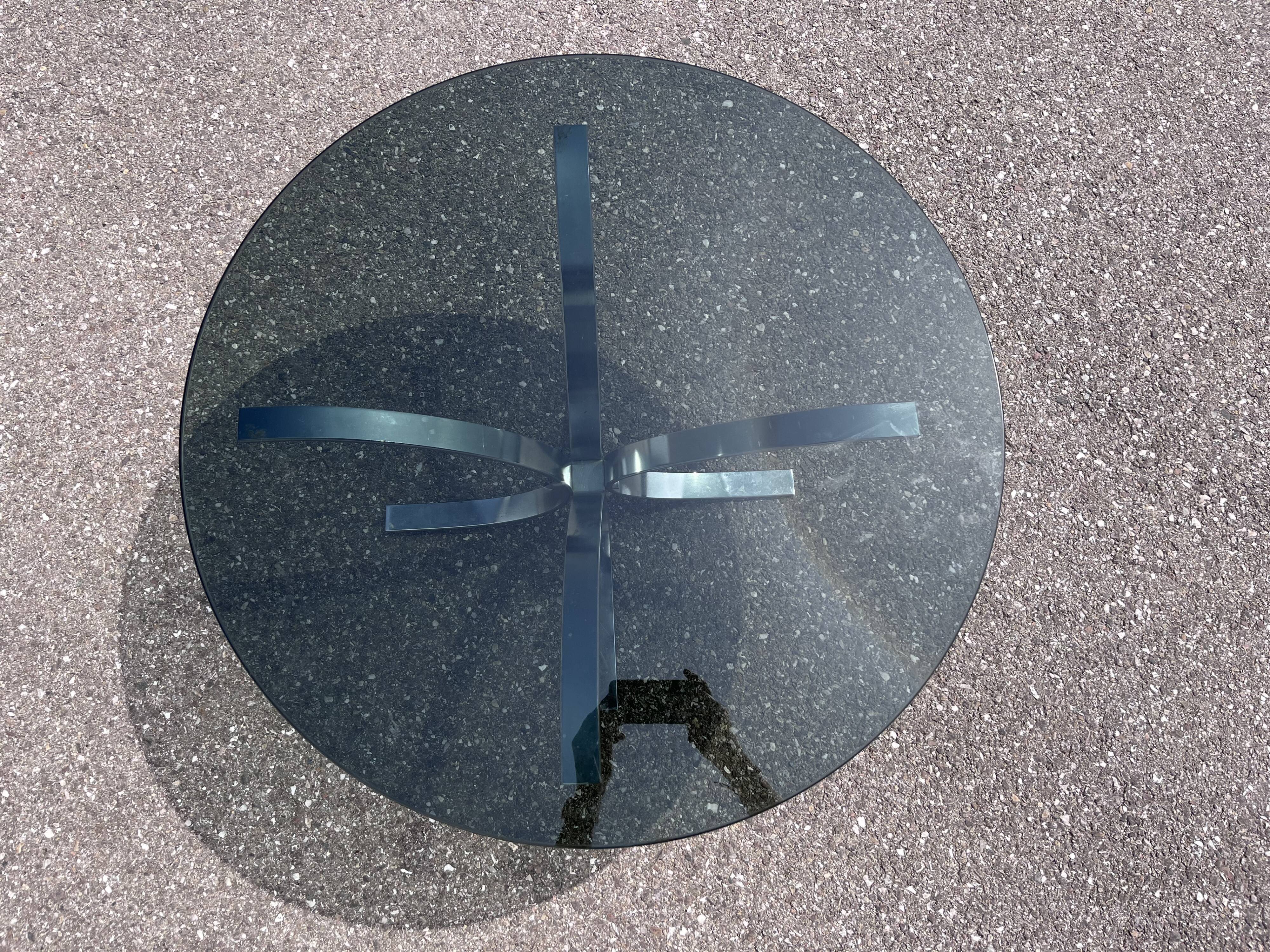 Coffee table, 70s smoked glass and chrome