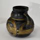 Terracotta vase anthracite and golden 1900