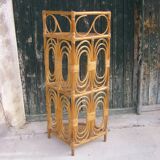 Vintage rattan corner shelf