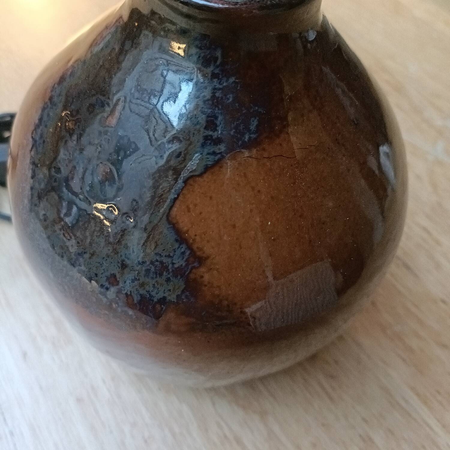 Ceramic and wool lamp, signature