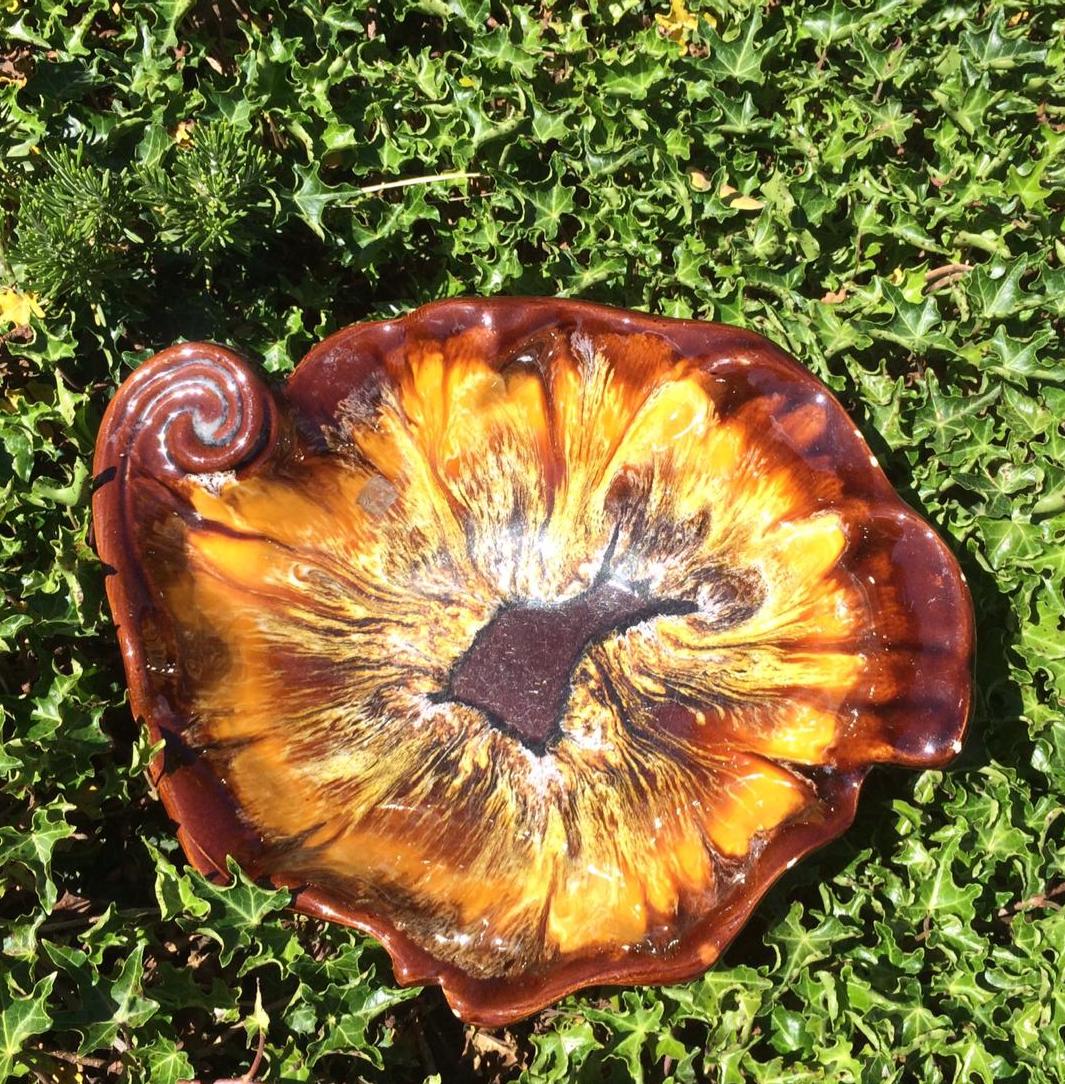 Dish Vallauris in yellow ceramic 1950 signed