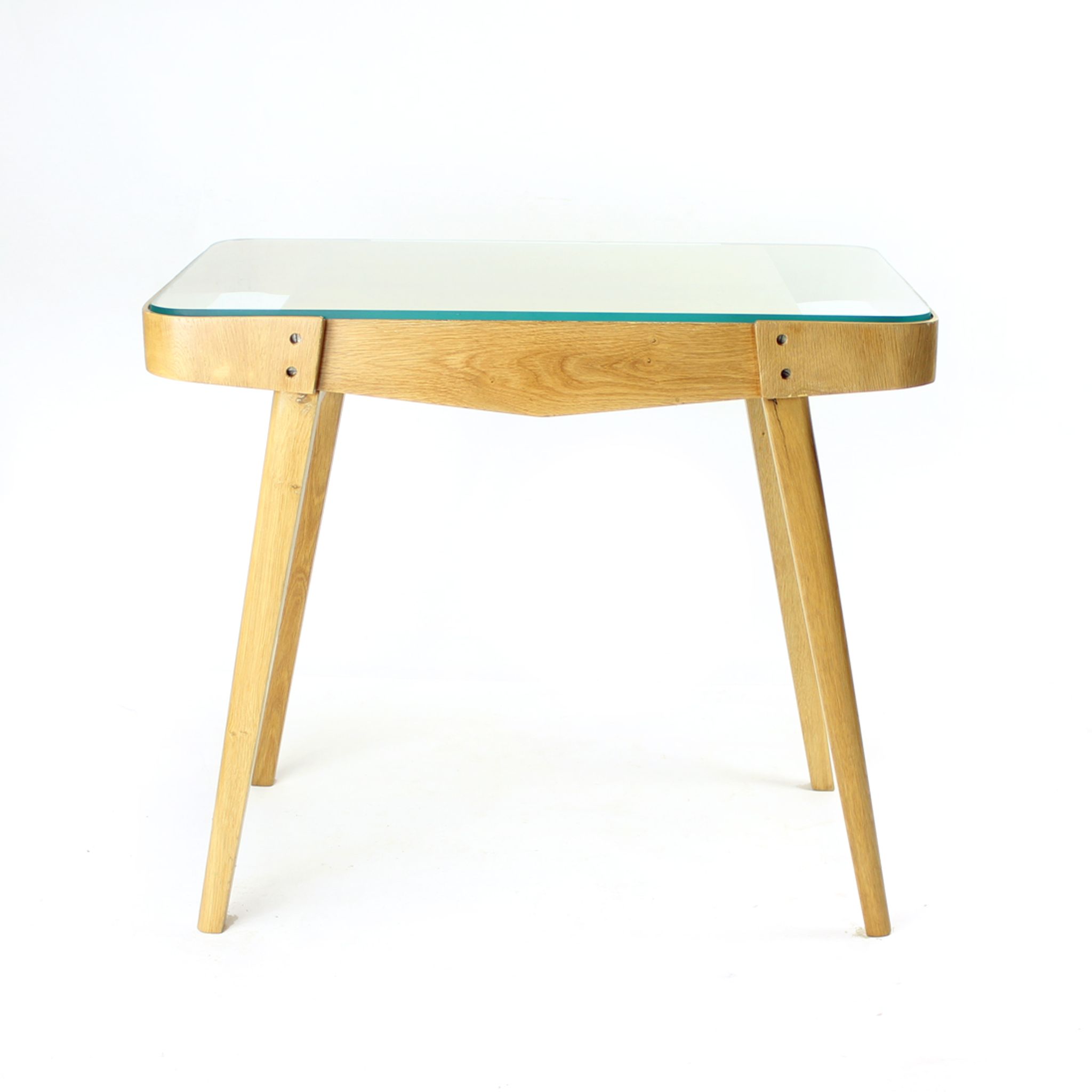 Table basse du milieu du siècle en chêne et verre, Tchécoslovaquie Années 1960