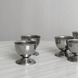 6 vintage stainless steel egg cups