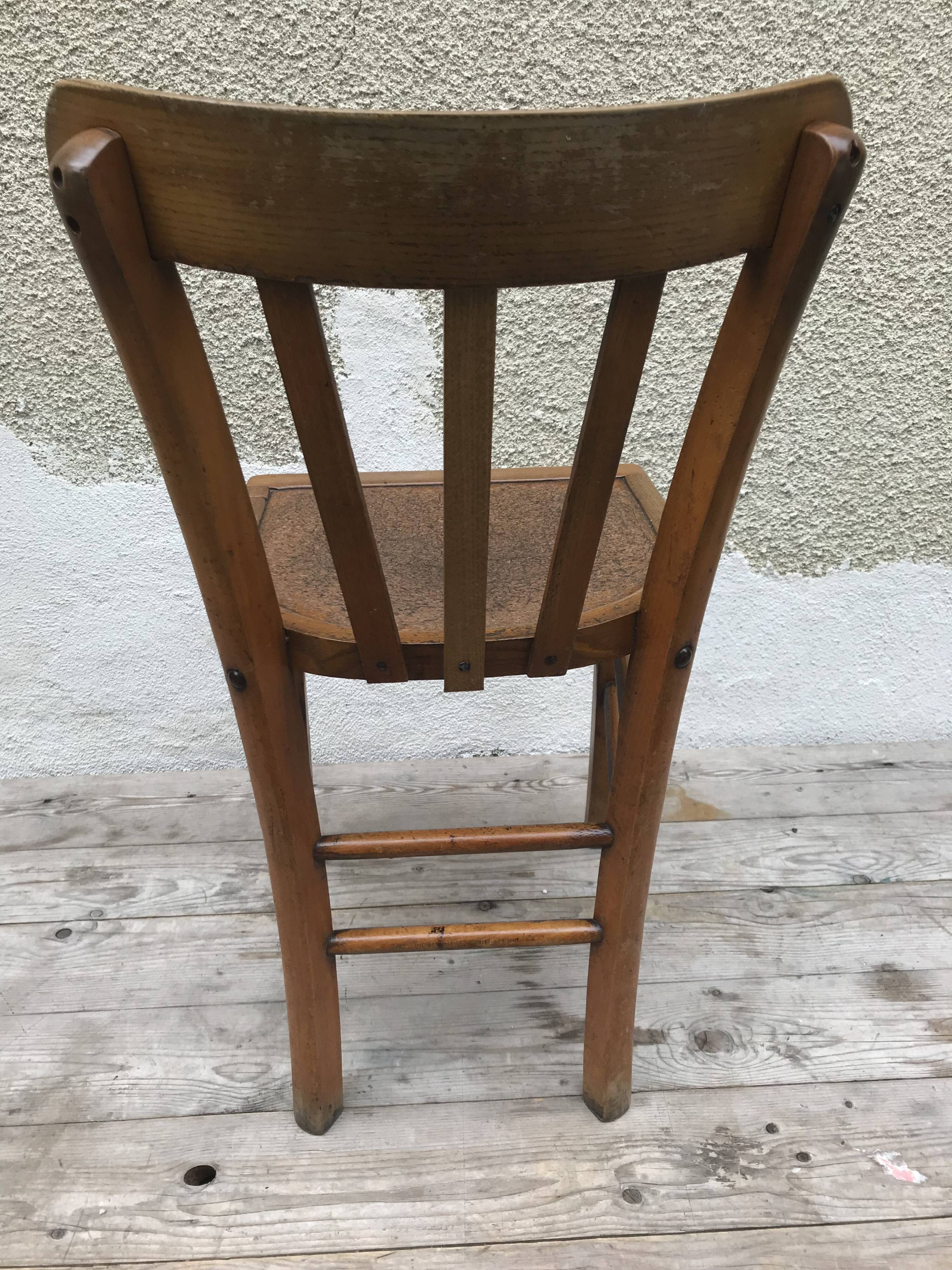 Set of 6 chairs bistro style baumann old 70s vintage wood