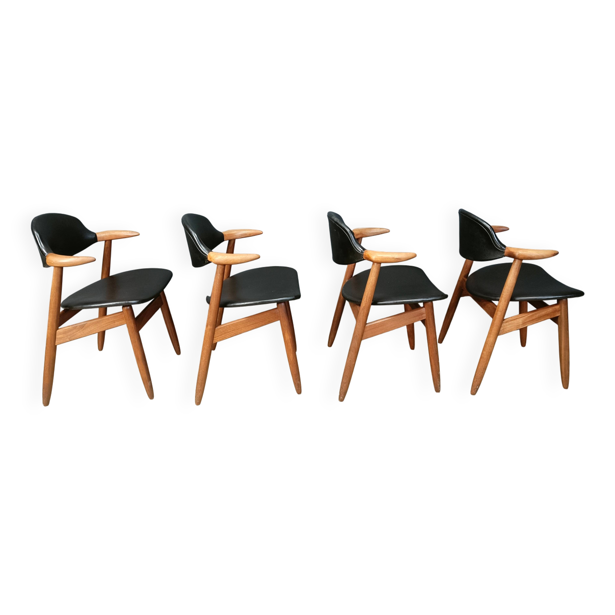 Vintage Cowhorn Dining Chairs by Tijsseling Meubelfabriek, Hulmefa, 1960s,