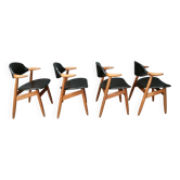 Chaises de salle à manger vintage Cowhorn par Tijsseling Meubelfabriek, Hulmefa, 1960,