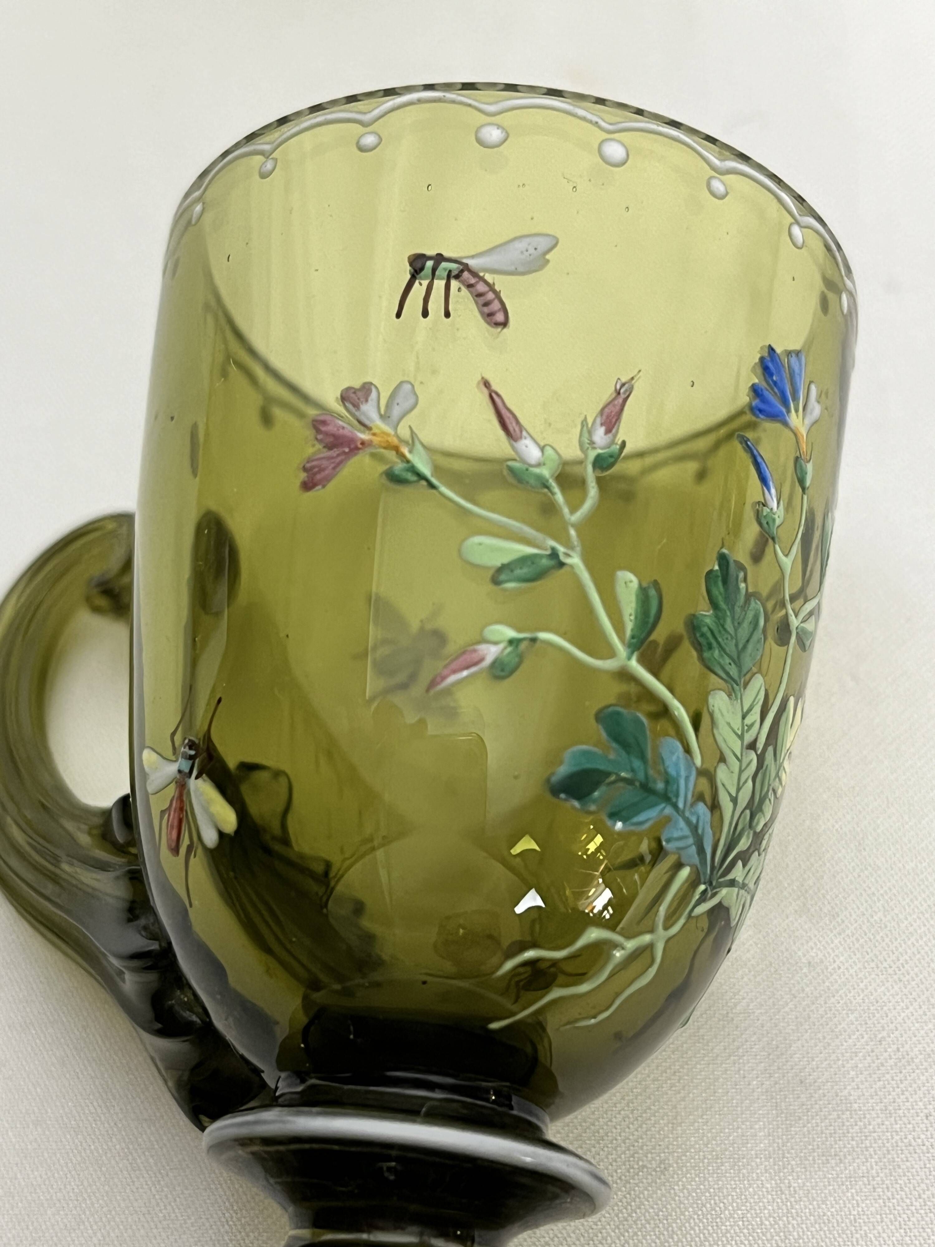 Art Nouveau, two enameled glass and gold cups early 20th century