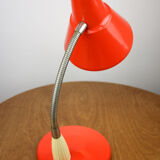 Adjustable Desk Lamp in Orange Painted Metal and Chrome-Plated Spiral Arm, 1970s