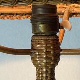 Art deco rattan wicker mushroom table lamp, ca 1930s