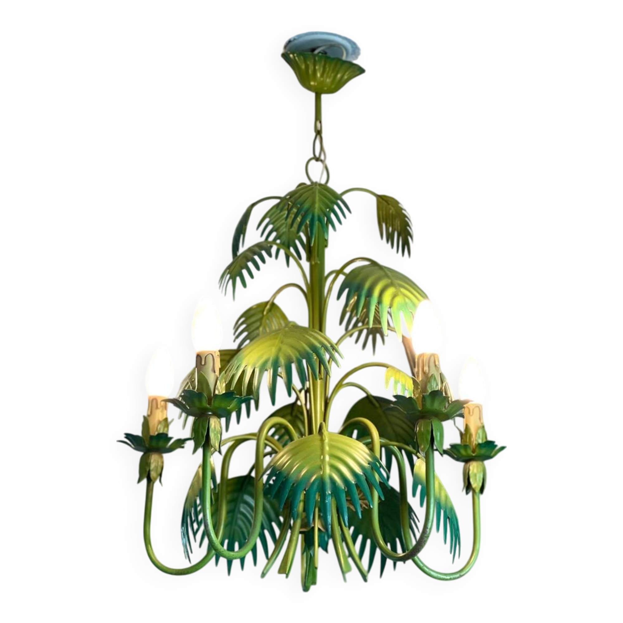 Tropical chandelier in sheet metal 1970.