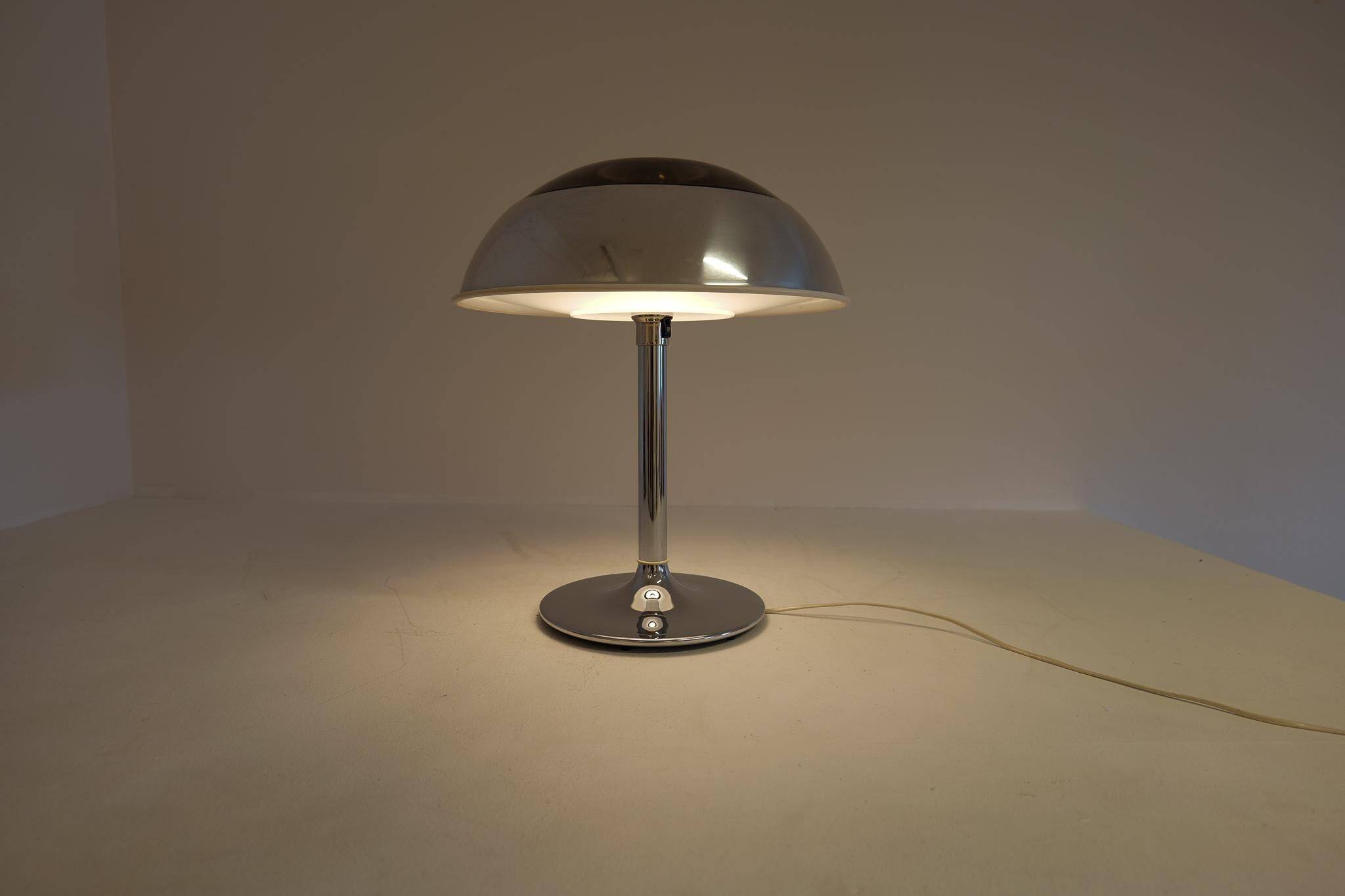 Large Space Age chrome table lamp by Fagerhults, Sweden, 1970s.