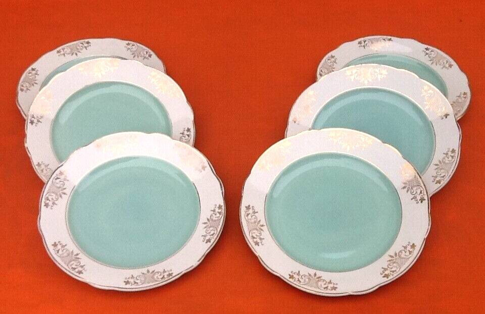 1950s Earthenware with gilding 6 dinner plates