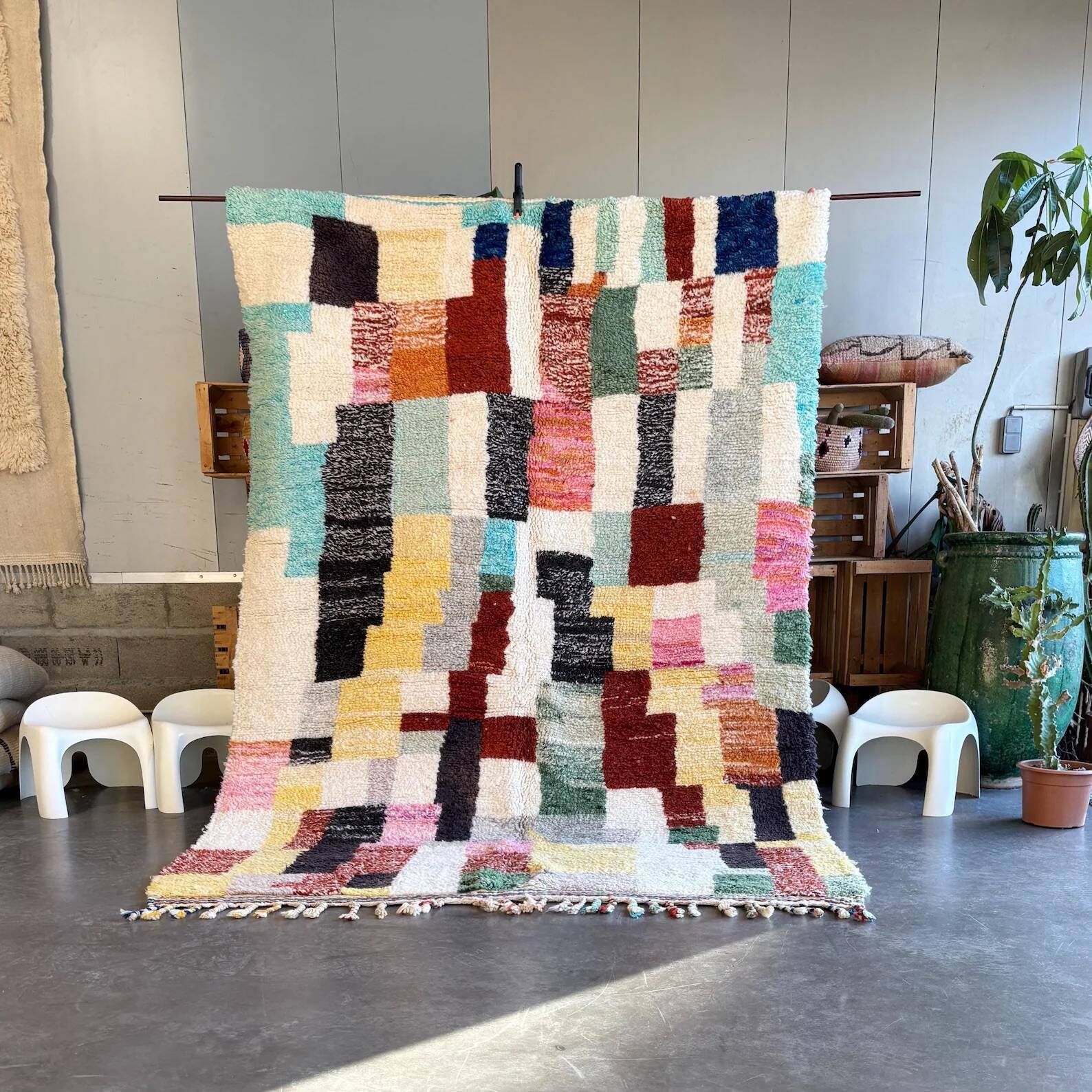 Moroccan Berber rug M'rirt colorful with geometric patterns