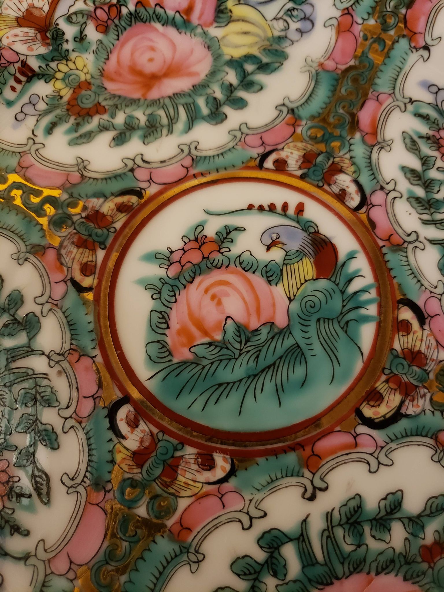 Colorful Chinese dish floral patterns Ø26.5cm
