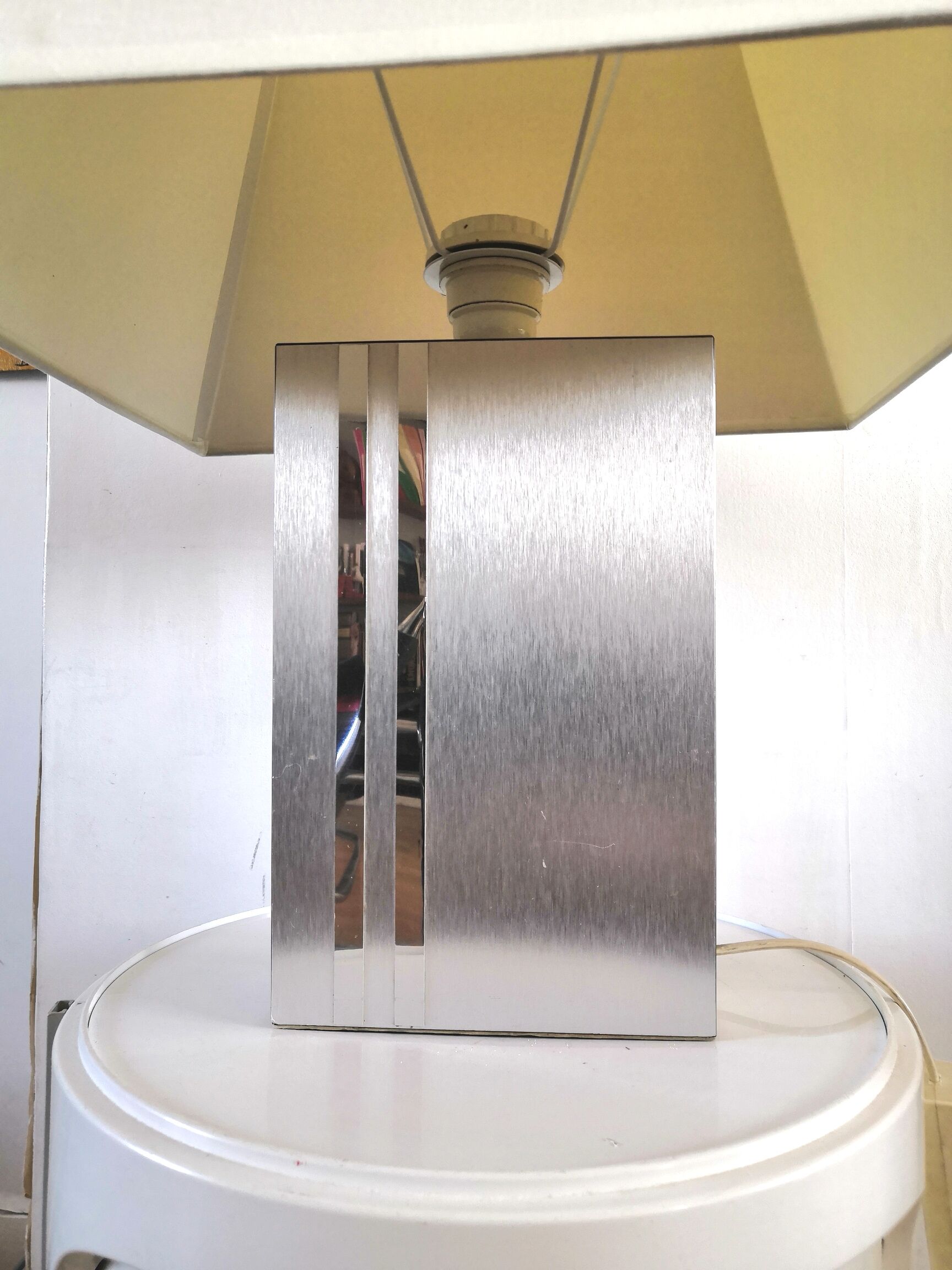 Lamp aluminimum effect mirror design 70s