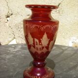 Vase with Hyacinth era Napoleon III , Bohemian Crystal , Garnet Red