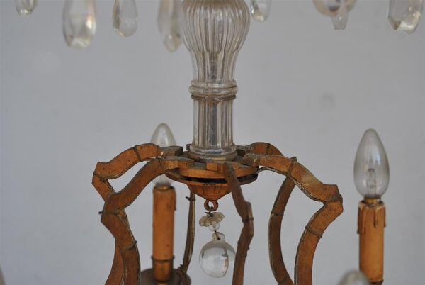 Lustre pampilles doré époque fin XIXème 6 feux