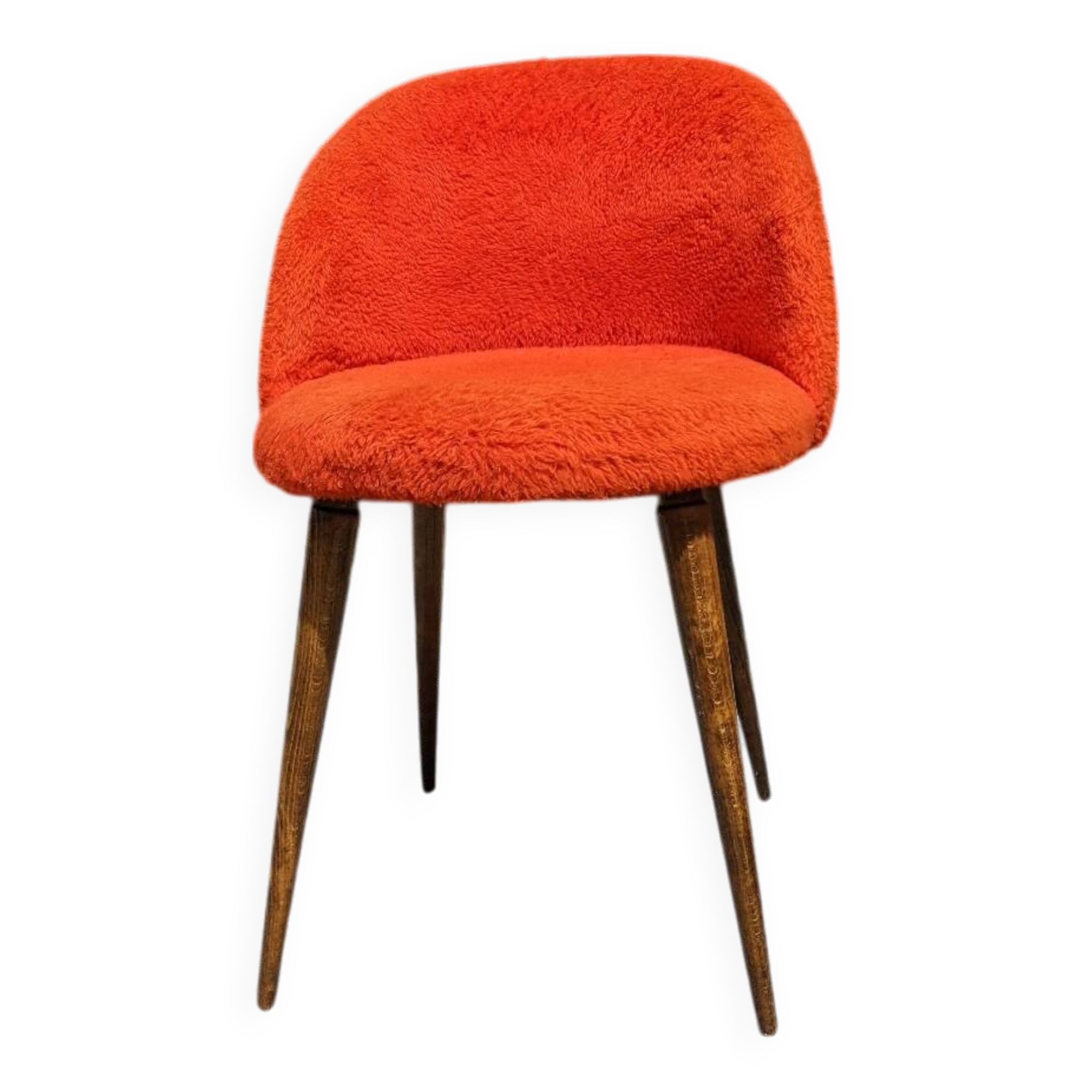 Orange furry barrel chair