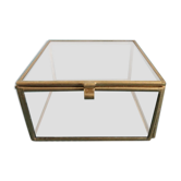 Glass and brass jewelry box 80s