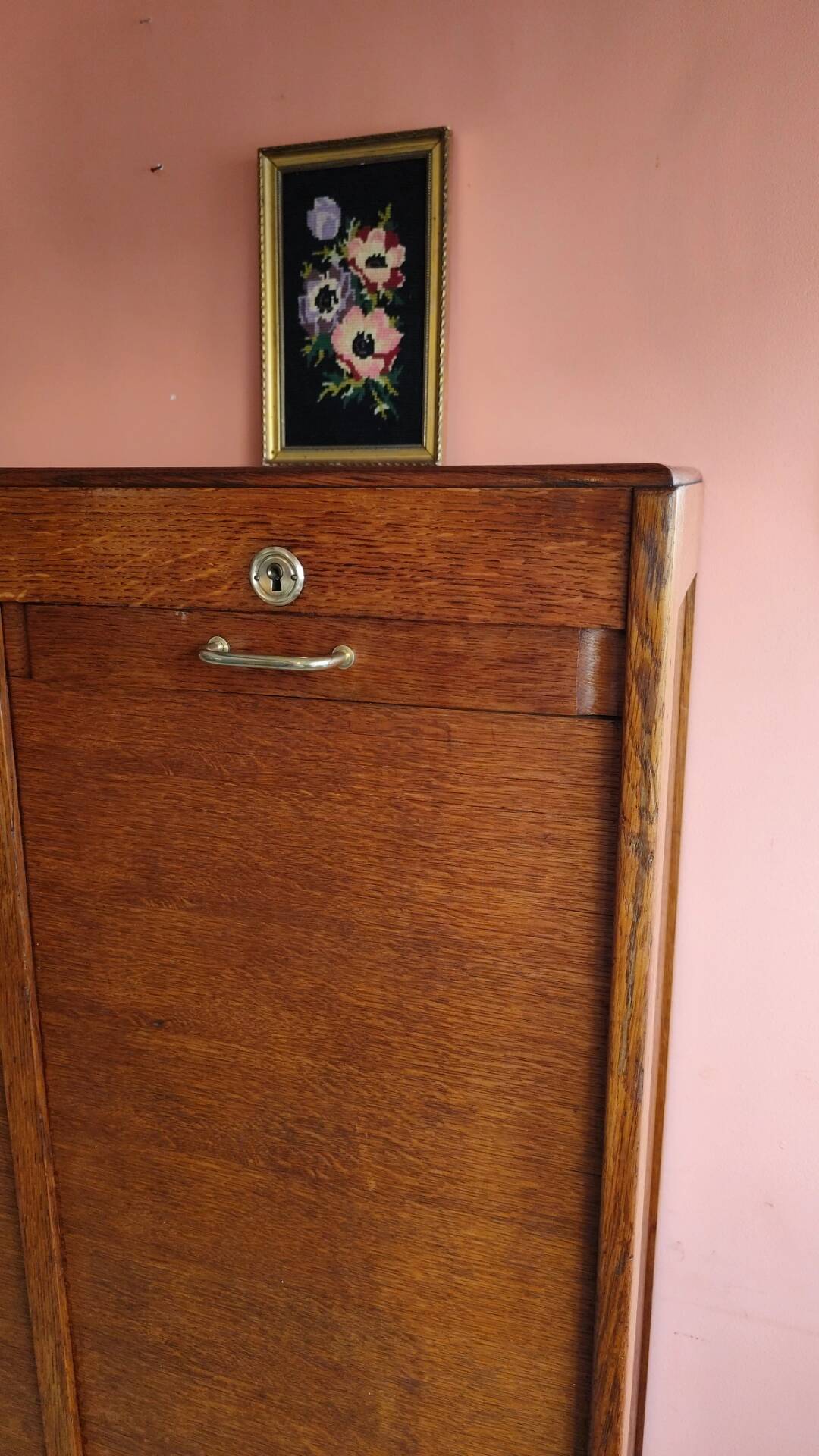Filing cabinet with curtains